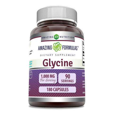 Image of Amazing Formulas Glycine Supplement | 1000 Mg per Serving | 180 Capsules