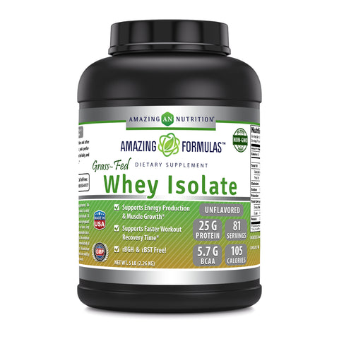 Image of Amazing Formulas Grass-Fed Whey Protein Isolate | Unflavored | 5 Lbs