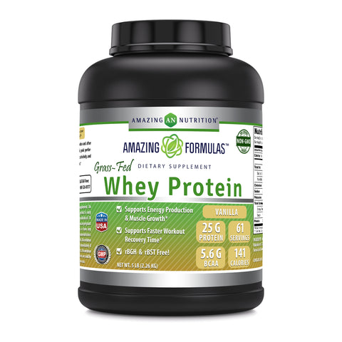Image of Amazing Formulas Grass Fed Whey Protein | Vanilla Flavor | 5 Lbs
