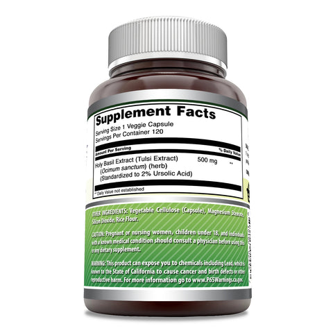 Image of Amazing Formulas Holy Basil | 500 Mg | 120 Veggie Capsules