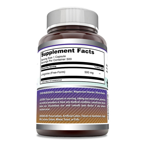 Image of Amazing Formulas L-Arginine | 500 Mg | 500 Capsules