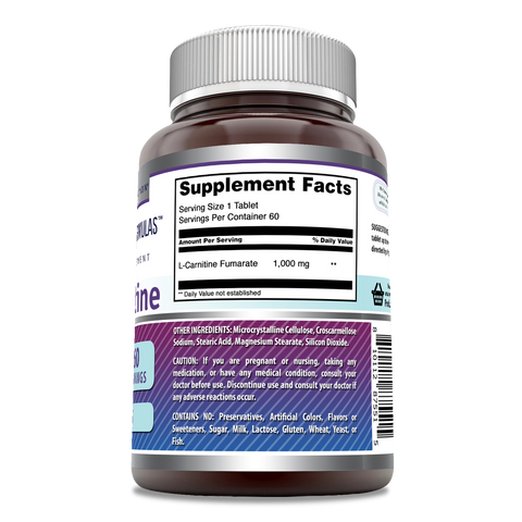 Image of Amazing Formulas L-Carnitine | 1000 Mg | 60 Tablets