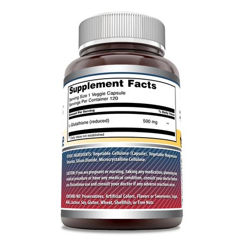 Image of Amazing Formulas L-Glutathione | 500 Mg | 120 Veggie Capsules