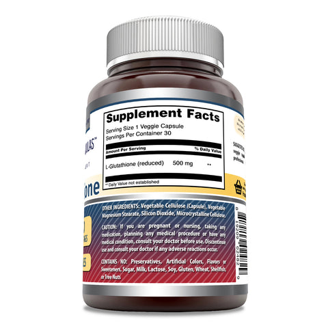 Image of Amazing Formulas L-Glutathione | 500 Mg | 30 Veggie Capsules