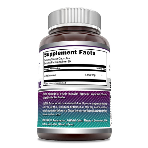 Image of Amazing Formulas L-Methionine | 1000 Mg | 100 Capsules
