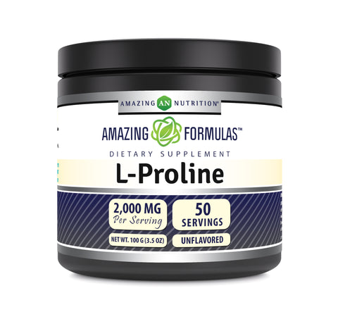 Image of Amazing Formulas L-Proline | 100 Grams | 50 Servings | 2,000 Mg Per Serving