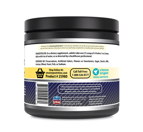 Image of Amazing Formulas L-Proline | 100 Grams | 50 Servings | 2,000 Mg Per Serving