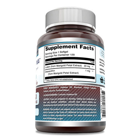 Image of Amazing Formulas Lutein with Zeaxanthin | 20 mg | 120 Softgels