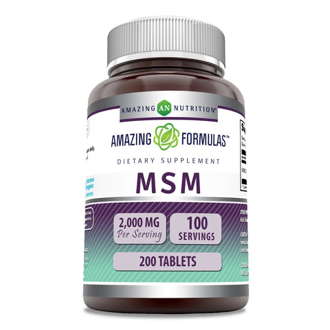 Image of Amazing Formulas MSM | 2000 Mg Per Serving | 200 Tablets