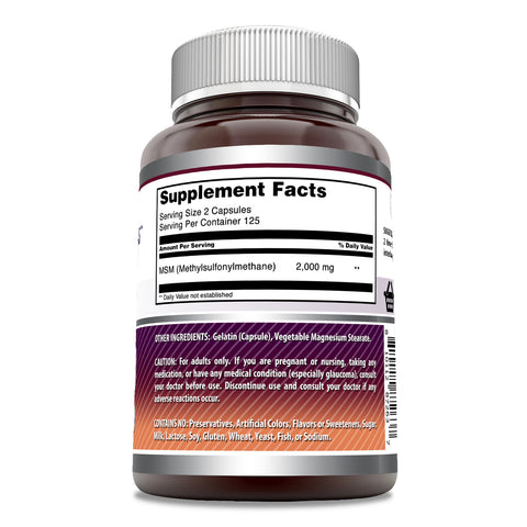 Image of Amazing Formulas MSM | 2000 Mg Per Serving | 250 Capsules