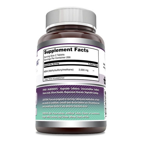 Image of Amazing Formulas MSM | 2000 Mg Per Serving | 400 Tablets