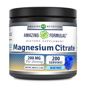 Amazing Formulas Magnesium Citrate | 200 Mg Per Serving | 200 Servings | Blue Raspberry Flavor