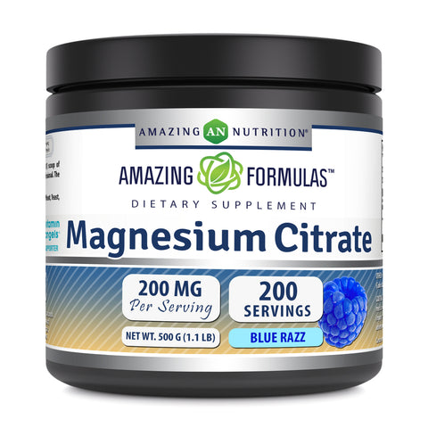 Image of Amazing Formulas Magnesium Citrate | 200 Mg Per Serving | 200 Servings | Blue Raspberry Flavor
