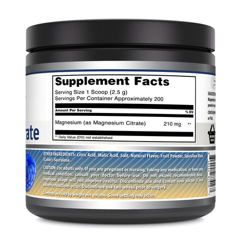 Image of Amazing Formulas Magnesium Citrate | 200 Mg Per Serving | 200 Servings | Blue Raspberry Flavor