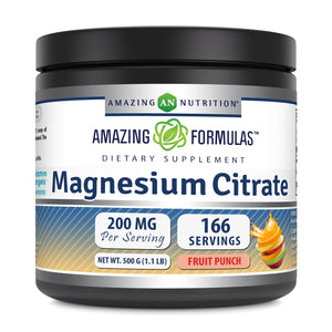 Amazing Formulas Magnesium Citrate | 200 Mg Per Serving | 166 Servings | Fruit Punch Flavor