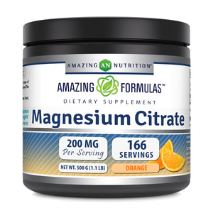 Amazing Formulas Magnesium Citrate | 200 Mg Per Serving | 166 Servings | Orange Flavor