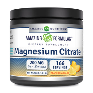 Amazing Formulas Magnesium Citrate | 200 Mg Per Serving | 166 Servings | Peach Lemonade Flavor