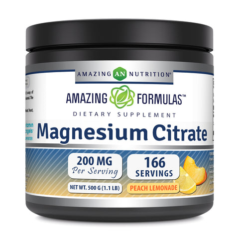 Image of Amazing Formulas Magnesium Citrate | 200 Mg Per Serving | 166 Servings | Peach Lemonade Flavor