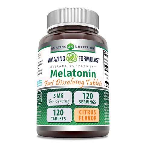 Image of Amazing Formulas Melatonin | 5 Mg | 120 Fast Dissolving Tablets | Citrus Flavor