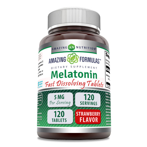 Image of Amazing Formulas Melatonin | 5 Mg | 120 Fast Dissolving Tablets | Strawberry Flavor