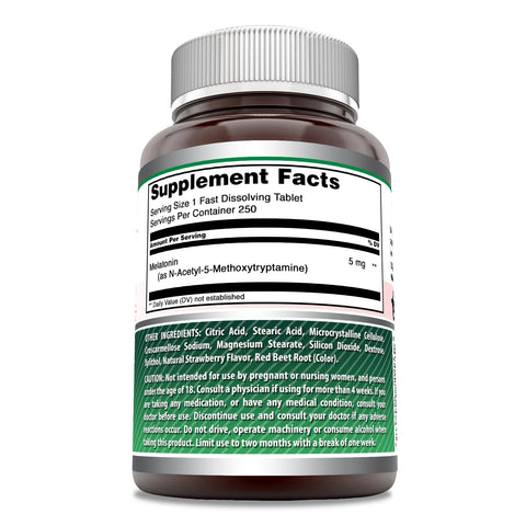 Image of Amazing Formulas Melatonin | 5 Mg | 250 Fast Dissolving Tablets | Strawberry Flavor