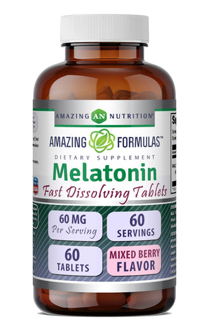 Image of Amazing Formulas Melatonin Fast Dissolving 60 Mg | 60 Tablets | Mixed Berry Flavor