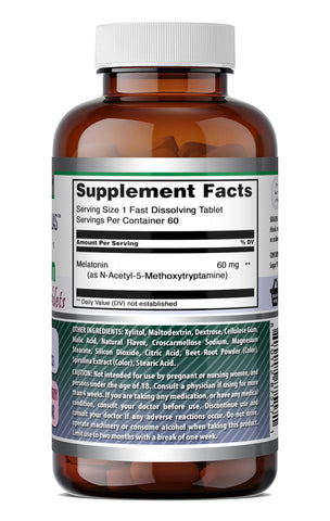 Image of Amazing Formulas Melatonin Fast Dissolving 60 Mg | 60 Tablets | Mixed Berry Flavor