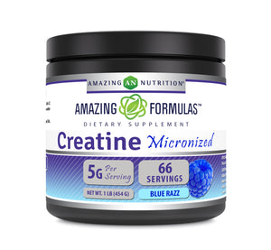 Amazing Formulas Micronized Creatine | 5 Grams Per Serving | 66 Servings | Blue Raspberry Flavor | 1 Lb