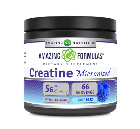 Image of Amazing Formulas Micronized Creatine | 5 Grams Per Serving | 66 Servings | Blue Raspberry Flavor | 1 Lb