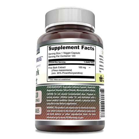 Image of Amazing Formulas Pine bark Extract | 100 Mg | 120 Veggie Capsules