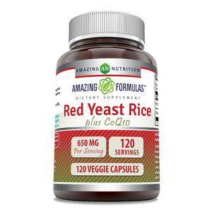 Amazing Formulas Red Yeast Rice + CoQ10 | 650 Mg | 120 Veggie Capsules