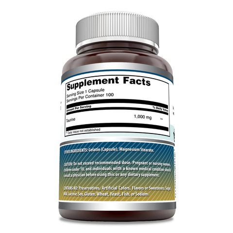 Image of Amazing Formulas Taurine | 1000 Mg | 100 Capsules