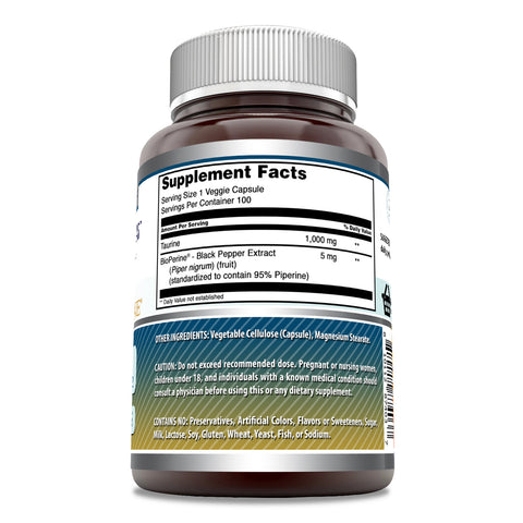 Image of Amazing Formulas Taurine with Bioperine | 1000 Mg | 100 Veggie Capsules