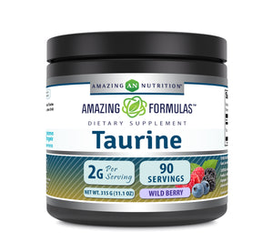 Amazing Formulas Taurine Powder | 2 Grams Per Serving | 90 Servings | Wild Berry Flavor