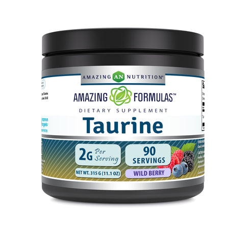 Image of Amazing Formulas Taurine Powder | 2 Grams Per Serving | 90 Servings | Wild Berry Flavor