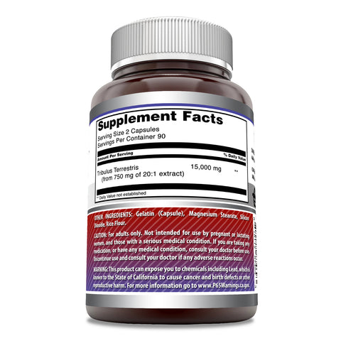 Image of Amazing Formulas Tribulus Terrestris | 15000 Mg Per Serving | 180 Capsules