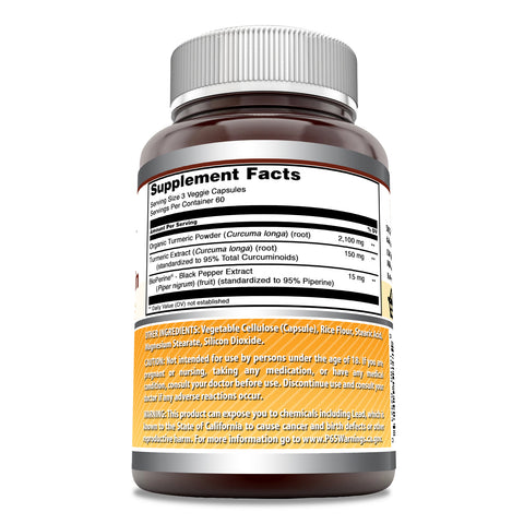 Image of Amazing Formulas Turmeric Curcumin with BioPerine | 2250 Mg Per Serving | 180 Veggie Capsules