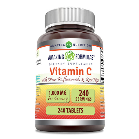 Image of Amazing Formulas Vitamin C with Rose Hips and Citrus Bioflavonoids | 1000 Mg | 240 Tablets