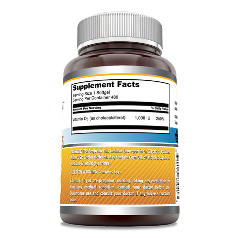 Image of Amazing Formulas Vitamin D3 | 1000 IU | 480 Softgels