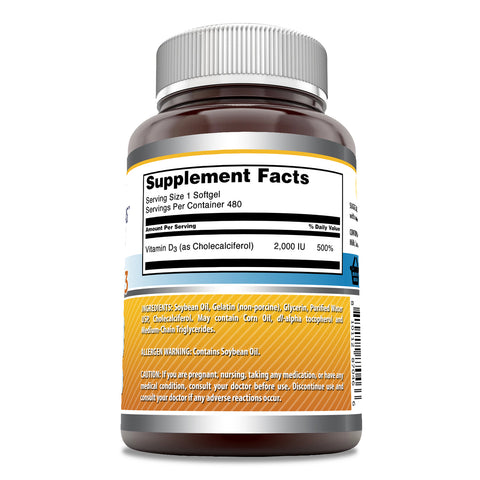 Image of Amazing Formulas Vitamin D3 | 2,000 IU | 480 Softgels