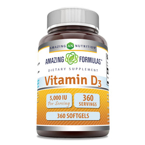 Amazing Formulas Vitamin D3 | 5000 IU | 360 Softgels
