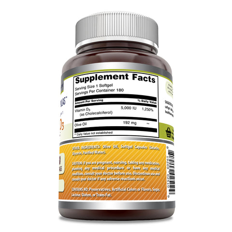 Image of Amazing Formulas Vitamin D3 In Olive Oil | 5000 IU | 180 Softgels