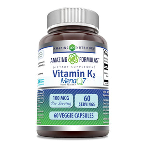 Amazing Formulas Vitamin K2 MenaQ7 | 100 Mcg | 60 Veggie Capsules