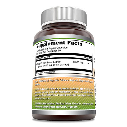 Image of Amazing Formulas White Kidney Bean Extract | 6500 Mg Per Serving | 120 Veggie Capsules