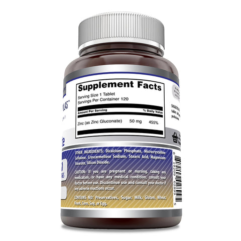 Image of Amazing Formulas Zinc Gluconate | 50 Mg | 120 Tablets