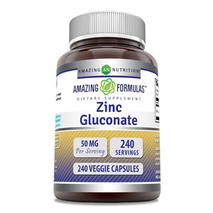 Amazing Formulas Zinc Gluconate | 50 Mg | 240 Veggie Capsules