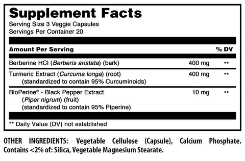 Image of Amazing Formulas Berberine Turmeric & Bioperine | 800 Mg Per Serving| 60 Veggie Capsules