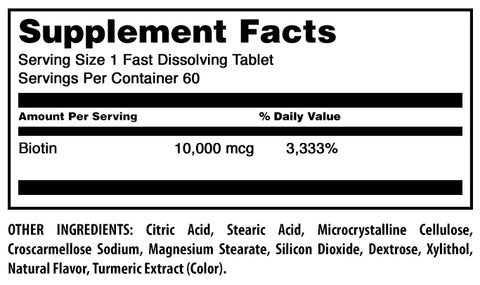 Image of Amazing Formulas Biotin Fast Dissolving | 10000 Mcg | 60 Tablets | Citrus Flavor