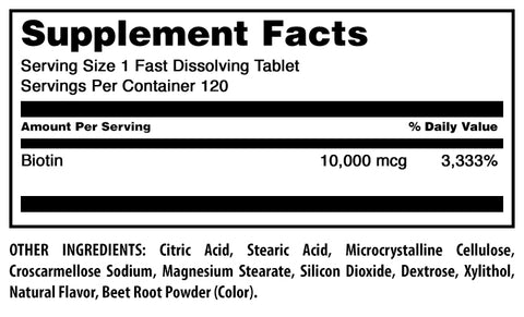 Image of Amazing Formulas Biotin Fast Dissolving | 10000 Mcg | 120 Tablets | Strawberry Flavor