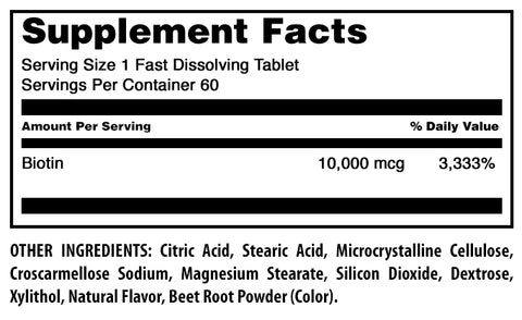 Image of Amazing Formulas Biotin Fast Dissolving | 10000 Mcg | 60 Tablets | Strawberry Flavor